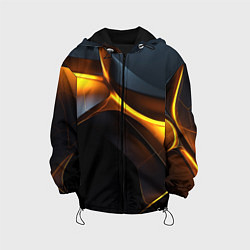 Куртка с капюшоном детская Разлом черных плит и оранжевая лава, цвет: 3D-черный