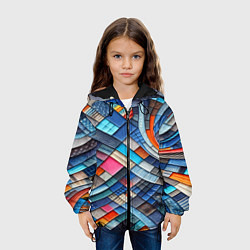 Куртка с капюшоном детская Абстрактный авангардный пэчворк - нейросеть, цвет: 3D-черный — фото 2