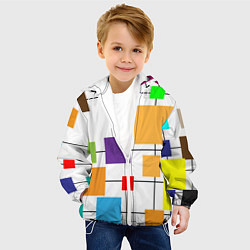 Куртка с капюшоном детская Разноцветные квадраты паттерны, цвет: 3D-белый — фото 2