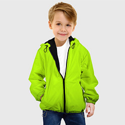 Куртка с капюшоном детская Яркий салатовый с лёгким затемнением, цвет: 3D-черный — фото 2