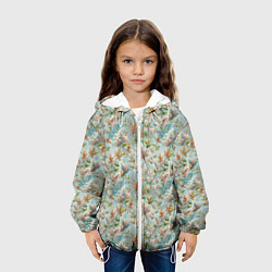 Куртка с капюшоном детская Сирень цветы паттерн, цвет: 3D-белый — фото 2