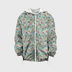 Куртка с капюшоном детская Сирень и цветочки, цвет: 3D-белый