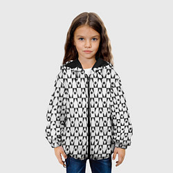 Куртка с капюшоном детская Чёрно-белые ромбы и круги на белом фоне, цвет: 3D-черный — фото 2