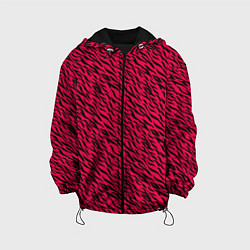 Куртка с капюшоном детская Яркий чёрно-розовый шкура, цвет: 3D-черный