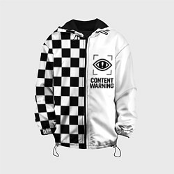 Куртка с капюшоном детская Content Warning шашечки, цвет: 3D-черный