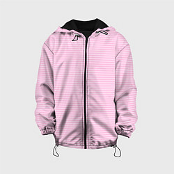Куртка с капюшоном детская Светлый розовый в белую полоску, цвет: 3D-черный