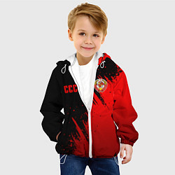 Куртка с капюшоном детская СССР - черно-красный, цвет: 3D-белый — фото 2