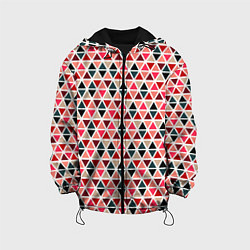 Куртка с капюшоном детская Бирюзово-розовый геометричный треугольники, цвет: 3D-черный