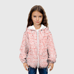 Куртка с капюшоном детская Паттерн маленькая красная мозаичная плитка, цвет: 3D-белый — фото 2