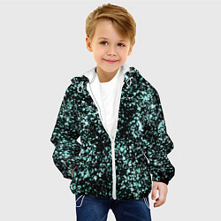Куртка с капюшоном детская Чёрный с напылением голубого цвета абстракция, цвет: 3D-белый — фото 2