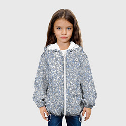 Куртка с капюшоном детская Текстурированный бело-голубой мелкий камень, цвет: 3D-белый — фото 2