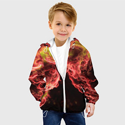 Куртка с капюшоном детская Адское пламя инферно - inferno flame, цвет: 3D-белый — фото 2