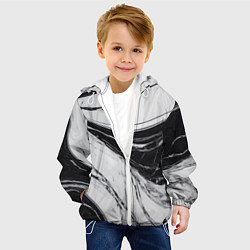Куртка с капюшоном детская Мрамор черно-белый, цвет: 3D-белый — фото 2