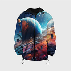 Куртка с капюшоном детская Космос фантастическая планета, цвет: 3D-черный