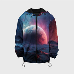 Куртка с капюшоном детская Фантастика космос и планета, цвет: 3D-черный