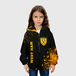 Куртка с капюшоном детская West Ham - gold gradient вертикально, цвет: 3D-черный — фото 2
