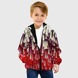 Куртка с капюшоном детская Блоки-сталактиты с красной подсветкой, цвет: 3D-черный — фото 2