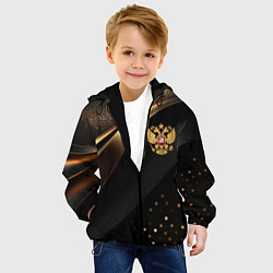 Куртка с капюшоном детская Золотой герб России на черно-золотой текстуре, цвет: 3D-черный — фото 2