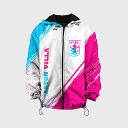 Куртка с капюшоном детская Aston Villa neon gradient style вертикально, цвет: 3D-черный