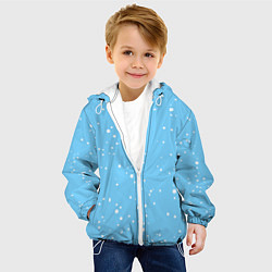 Куртка с капюшоном детская Снежинки на нежно голубом, цвет: 3D-белый — фото 2