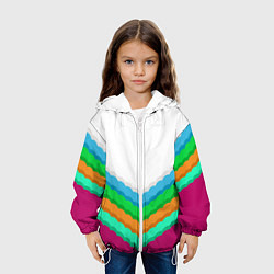 Куртка с капюшоном детская Пятицветный угольник с волной, цвет: 3D-белый — фото 2