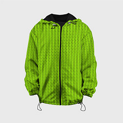 Куртка с капюшоном детская Ярко-зелёный в маленькие чёрные полоски, цвет: 3D-черный