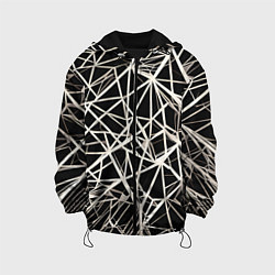 Куртка с капюшоном детская Белые хаотичные линии на чёрном фоне, цвет: 3D-черный