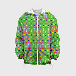 Детская куртка Паттерн с вертикальными гирляндами на зеленом