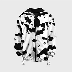 Куртка с капюшоном детская Черно белый пятнистый узор, цвет: 3D-черный