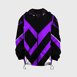 Куртка с капюшоном детская Фиолетово-белые полосы на чёрном фоне, цвет: 3D-черный