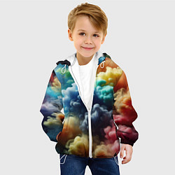 Куртка с капюшоном детская Яркий цветной дым, цвет: 3D-белый — фото 2