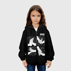 Куртка с капюшоном детская Айкидо - техника захвата кисти руки, цвет: 3D-черный — фото 2