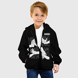 Куртка с капюшоном детская Айкидо - техника захвата кисти руки, цвет: 3D-черный — фото 2