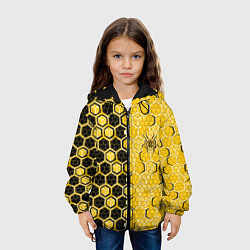 Куртка с капюшоном детская Киберпанк соты шестиугольники жёлтый и чёрный с па, цвет: 3D-черный — фото 2