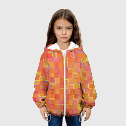 Куртка с капюшоном детская Россыпь оранжевых квадратов, цвет: 3D-белый — фото 2