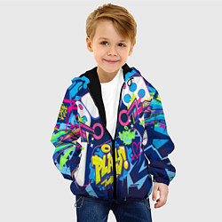 Куртка с капюшоном детская Абстрактное граффити с приставкой, цвет: 3D-черный — фото 2