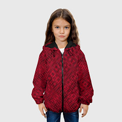 Куртка с капюшоном детская Тёмно-красный однотонный текстурированный, цвет: 3D-черный — фото 2
