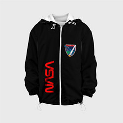 Куртка с капюшоном детская Nasa space logo steel, цвет: 3D-белый