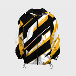 Куртка с капюшоном детская Жёлто-белые широкие линии на чёрном фоне, цвет: 3D-черный