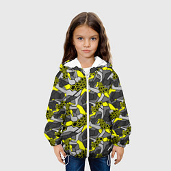Куртка с капюшоном детская Шестиугольная текстура желтого камуфляжа, цвет: 3D-белый — фото 2