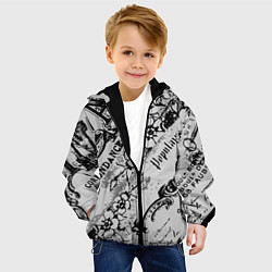 Куртка с капюшоном детская Старая газета, цвет: 3D-черный — фото 2