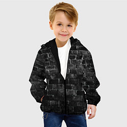 Куртка с капюшоном детская Текстура темного кирпича, цвет: 3D-черный — фото 2