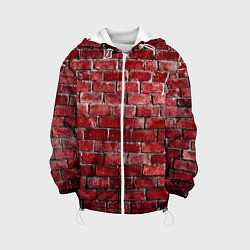 Куртка с капюшоном детская Текстура красного кирпича, цвет: 3D-белый