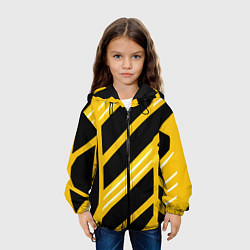 Куртка с капюшоном детская Чёрно-белые полосы на жёлтом фоне, цвет: 3D-черный — фото 2