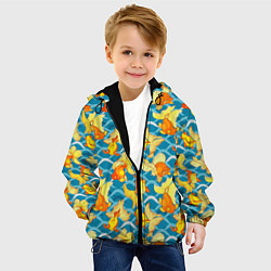 Куртка с капюшоном детская Разноцветные золотые рыбки, цвет: 3D-черный — фото 2