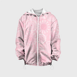 Куртка с капюшоном детская Розовый цветочный паттерн, цвет: 3D-белый