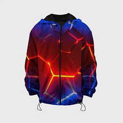 Куртка с капюшоном детская Светящиеся лавой неоновые плиты в разломе, цвет: 3D-черный
