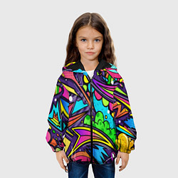 Куртка с капюшоном детская Яркое граффити, цвет: 3D-черный — фото 2