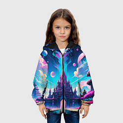 Куртка с капюшоном детская Сказочный город - пейзаж, цвет: 3D-черный — фото 2