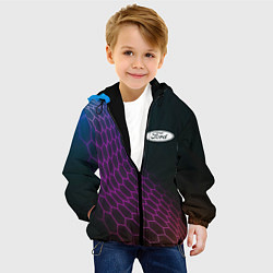 Куртка с капюшоном детская Ford neon hexagon, цвет: 3D-черный — фото 2